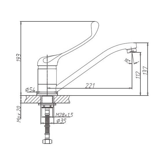 Смеситель для кухни с локтевой (хирургической) ручкой Haiba HB4954 фото 2