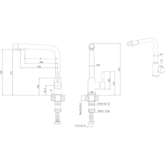 Смеситель для кухни Haiba HB70301, цвет нержавеющая сталь фото 2