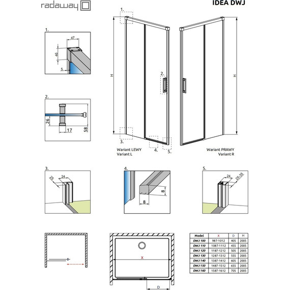 Душевая дверь Radaway Idea Black DWJ 100 см 387014-54-01L, черный/прозрачное - 9 Душевая дверь Radaway Idea Black DWJ 100 см 387014-54-01L, черный/прозрачное фото 9