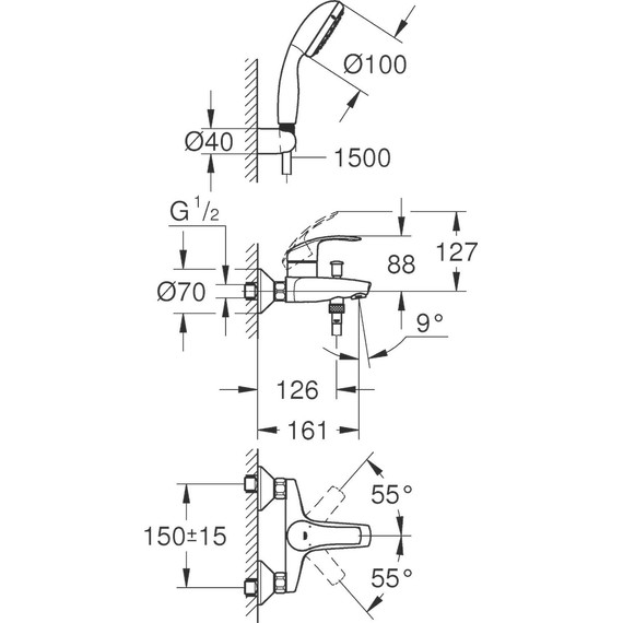 Смеситель для ванны Grohe Eurosmart New 3330220A фото 4