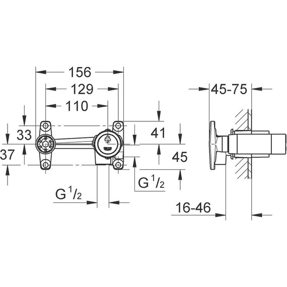 Скрытая часть для однорычажного смесителя на 2 отверстия Grohe Non Rapido OHM 32635000 фото 2