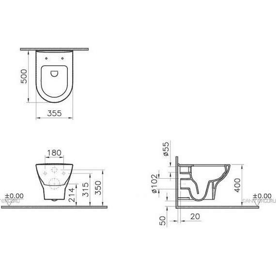 Унитаз подвесной безободковый Vitra Zentrum 5795B003-0075 фото 4