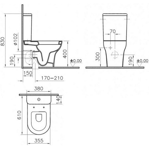 Унитаз приставной Vitra Zentrum 9012B003-7202 с крышкой микролифт - 3 Унитаз приставной Vitra Zentrum 9012B003-7202 с крышкой микролифт фото 3