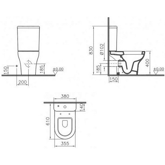 Унитаз-компакт Vitra Zentrum 9012B003-7204 с крышкой микролифт - 4 Унитаз-компакт Vitra Zentrum 9012B003-7204 с крышкой микролифт фото 4