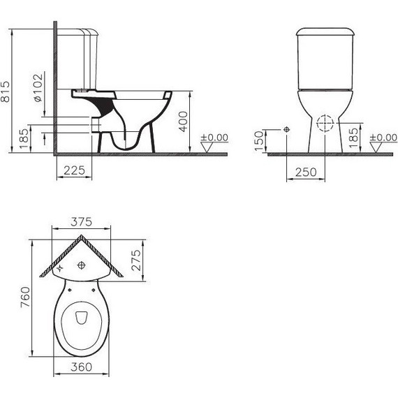 Унитаз угловой Vitra ARKITEKT 9754B003-7201 с крышкой микролифт - 3 Унитаз угловой Vitra ARKITEKT 9754B003-7201 с крышкой микролифт фото 3
