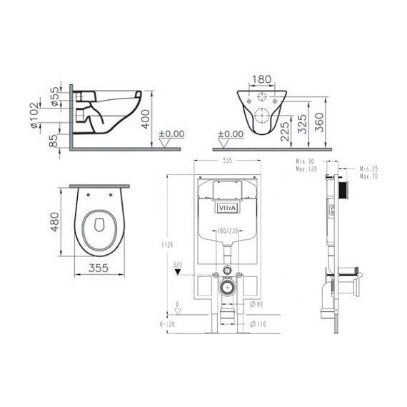Унитаз подвесной с инсталляцией Vitra NORMUS 9773B003-7200 5 в 1 фото 4