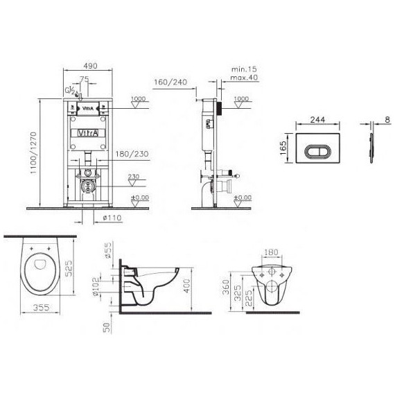 Унитаз подвесной с инсталляцией Vitra NORMUS 9773B003-7203 5 в 1 фото 3