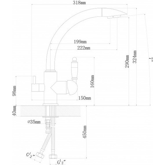 Смеситель для кухни Florentina Шале FL 333.25H.2113.202, шампань, Цвет производителя: шампань - 3 Смеситель для кухни Florentina Шале FL 333.25H.2113.202, шампань, Цвет производителя: шампань фото 3