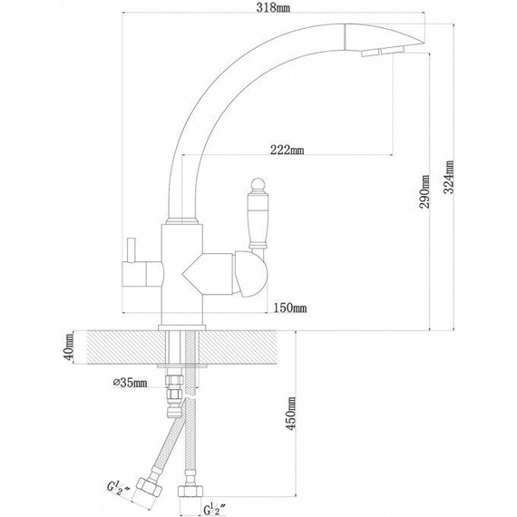 Смеситель для кухни Florentina Шале 333.26H.2113.700, бронза, Цвет производителя: бронза - 4 Смеситель для кухни Florentina Шале 333.26H.2113.700, бронза, Цвет производителя: бронза фото 4