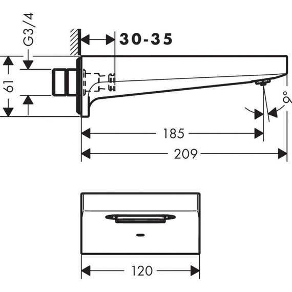 Излив для ванны Hansgrohe Metropol 32543670, черный - 2 Излив для ванны Hansgrohe Metropol 32543670, черный фото 2