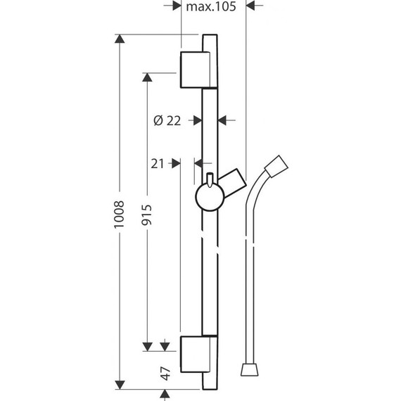 Душевая штанга Hansgrohe Unica S Puro 90 см 28631700, белый фото 2