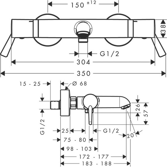 Смеситель для ванны с термостатом Hansgrohe Ecostat Comfort Care 13115000 фото 2