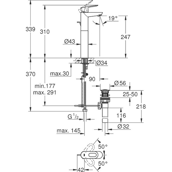 Смеситель для раковины высокий Grohe BauLoop 32856000 фото 4
