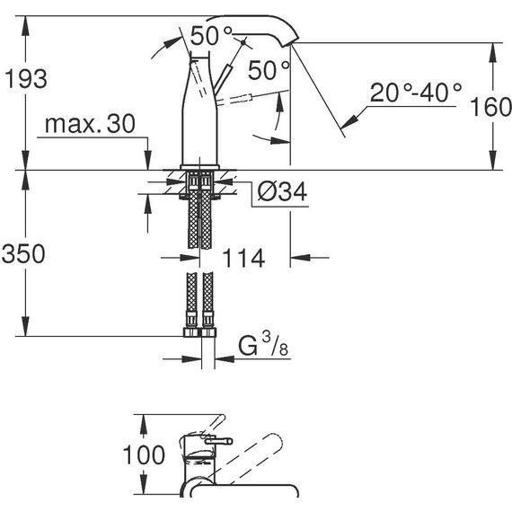 Смеситель для раковины Grohe Essence New 193 мм 23463001 фото 3