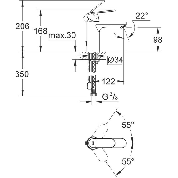 Смеситель для раковины Grohe Eurosmart Cosmopolitan 23326000 - 2 Смеситель для раковины Grohe Eurosmart Cosmopolitan 23326000 фото 2