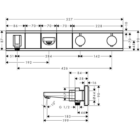 Смеситель для ванны с термостатом Hansgrohe RainSelect 15359600, черный/хром фото 2