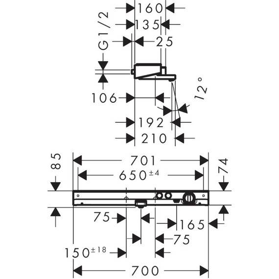 Смеситель для ванны с термостатом Hansgrohe ShowerTablet Select 700 13183000 фото 2