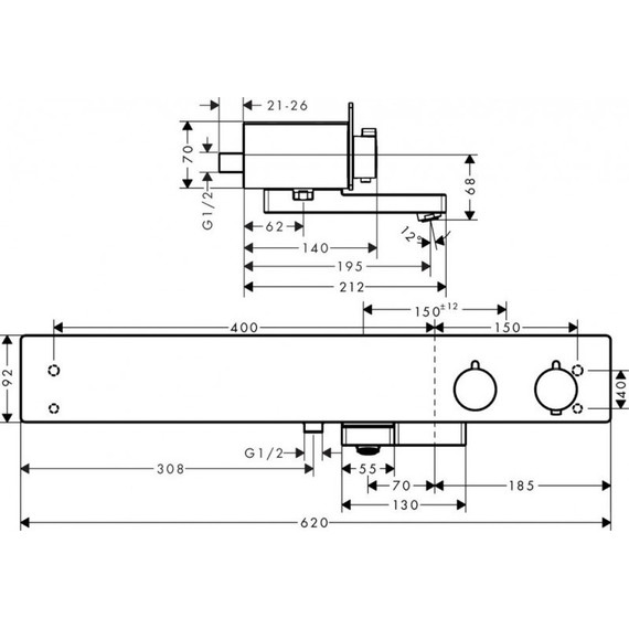 Смеситель для ванны с термостатом Hansgrohe ShowerTablet 600 13109000 фото 4