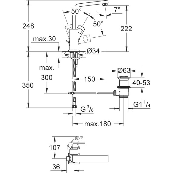 Смеситель для раковины Grohe Eurocube 2313500E - 8 Смеситель для раковины Grohe Eurocube 2313500E фото 8
