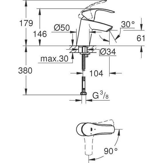 Смеситель для раковины Grohe Eurosmart New 32154002 фото 2