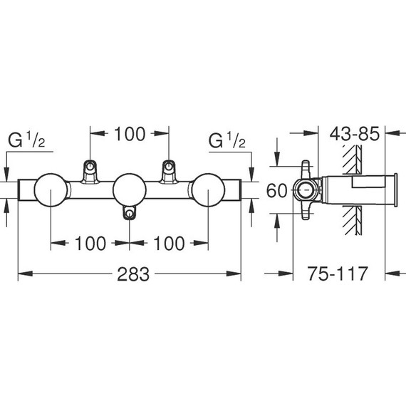 Скрытая часть для однорычажного смесителя на 3 отверстия Grohe Non Rapido Classic 29025002 фото 5