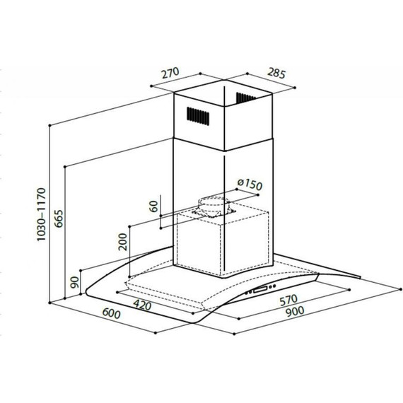 Вытяжка Lex Paris Isola 900 Inox CHAT000022 (прозрачное стекло) - 5 Вытяжка Lex Paris Isola 900 Inox CHAT000022 (прозрачное стекло) фото 5