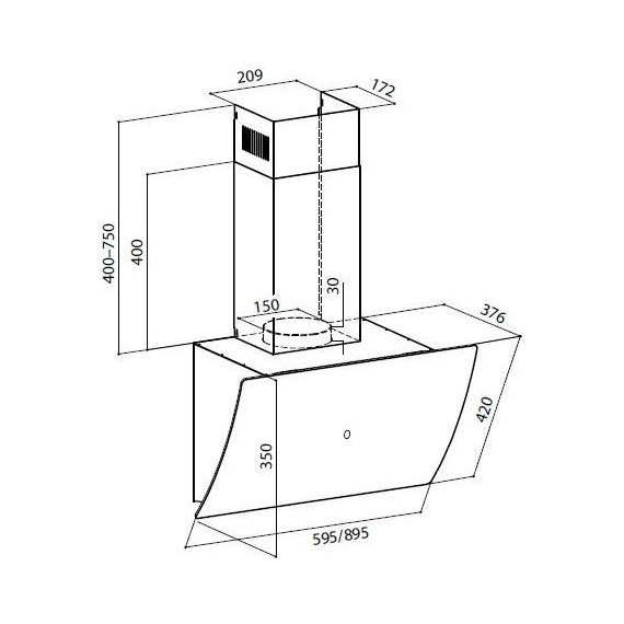 Вытяжка Lex Plaza GS 600 White CHTI000366 (белое стекло) фото 2