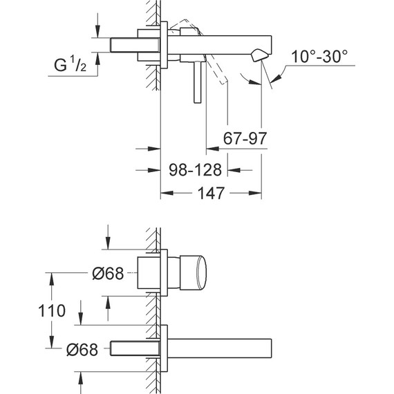 Смеситель для раковины настенный Grohe Concetto 19575001 - 4 Смеситель для раковины настенный Grohe Concetto 19575001 фото 4