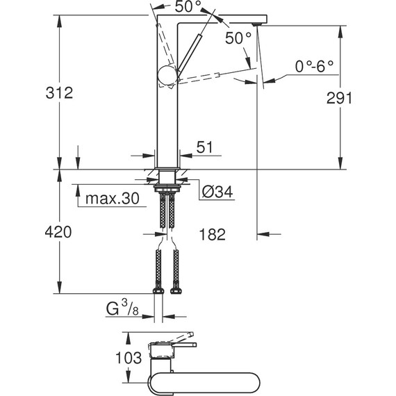 Смеситель для раковины высокий Grohe Plus 32618003 - 3 Смеситель для раковины высокий Grohe Plus 32618003 фото 3