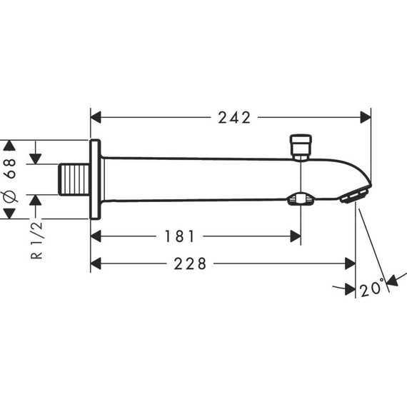Излив для ванны Hansgrohe E 228 13424000 - 2 Излив для ванны Hansgrohe E 228 13424000 фото 2