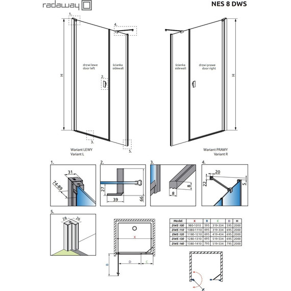 Душевая дверь Radaway Nes 8 Black DWS 100 см 10078100-54-01L (стекло 8 мм), черный/прозрачное - 8 Душевая дверь Radaway Nes 8 Black DWS 100 см 10078100-54-01L (стекло 8 мм), черный/прозрачное фото 8
