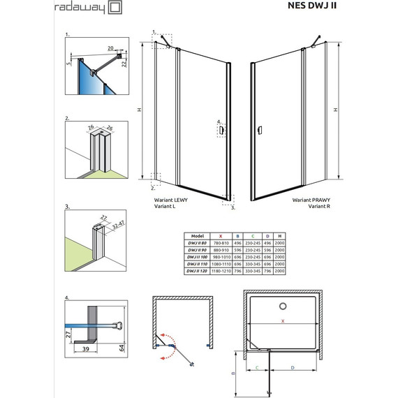 Душевая дверь Radaway Nes Black DWJ II 120 см 10036120-54-01R, черный/прозрачное - 8 Душевая дверь Radaway Nes Black DWJ II 120 см 10036120-54-01R, черный/прозрачное фото 8