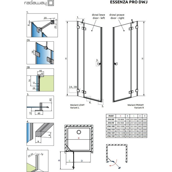 Душевая дверь Radaway Essenza Pro DWJ 100 см 10099100-04-01R, хром/прозрачное - 10 Душевая дверь Radaway Essenza Pro DWJ 100 см 10099100-04-01R, хром/прозрачное фото 10