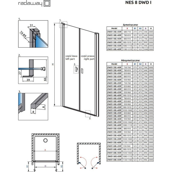Душевая дверь Radaway Nes 8 DWD I 45L+60R 105 см (стекло 8 мм), хром/прозрачное - 7 Душевая дверь Radaway Nes 8 DWD I 45L+60R 105 см (стекло 8 мм), хром/прозрачное фото 7