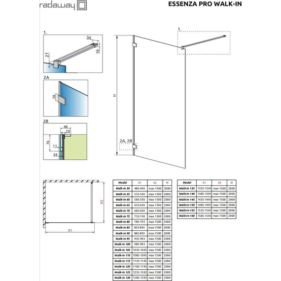 Душевая перегородка Radaway Essenza Pro White Walk-in 55х200 см 10103055-04-01, белый/прозрачное фото 5