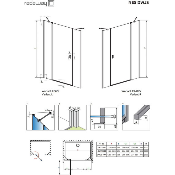 Душевая дверь Radaway Nes DWJS 120 см 10038120-01-01R, хром/прозрачное - 8 Душевая дверь Radaway Nes DWJS 120 см 10038120-01-01R, хром/прозрачное фото 8