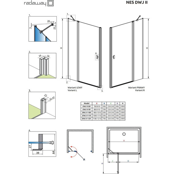 Душевая дверь Radaway Nes DWJ II 80 см 10036080-01-01R, хром/прозрачное - 8 Душевая дверь Radaway Nes DWJ II 80 см 10036080-01-01R, хром/прозрачное фото 8
