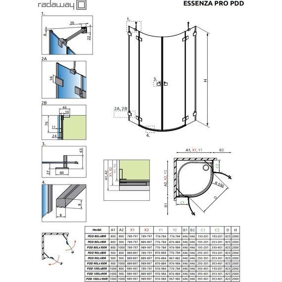 Душевое ограждение Radaway Essenza Pro Black PDD 100х100 см, черный/прозрачное фото 7