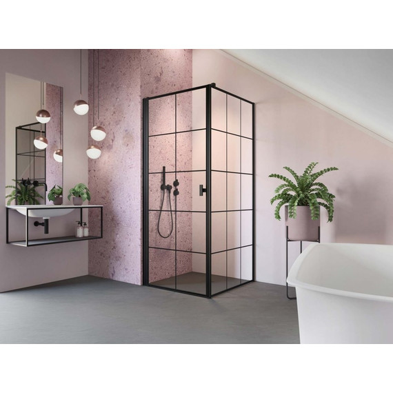 Душевое ограждение Radaway Nes 8 Black KDJ I Factory + S1 80х75 см L (стекло 8 мм), черный/прозрачное фото 2