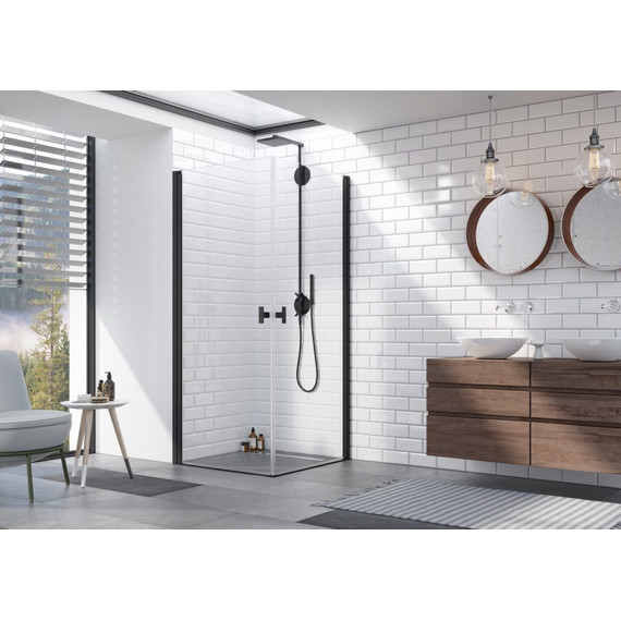Душевое ограждение Radaway Nes 8 Black KDD I 100х100 см (стекло 8 мм), черный/прозрачное фото 2