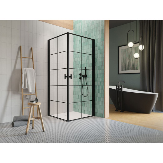 Душевое ограждение Radaway Nes 8 Black KDD I Factory 80х80 см (стекло 8 мм), черный/прозрачное - 2 Душевое ограждение Radaway Nes 8 Black KDD I Factory 80х80 см (стекло 8 мм), черный/прозрачное фото 2
