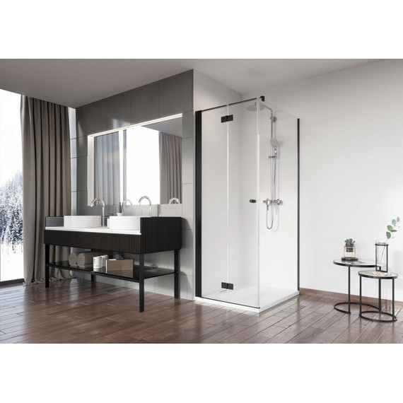 Душевое ограждение Radaway Nes 8 Black KDJ B + S 100х80 см L (стекло 8 мм), черный/прозрачное фото 2