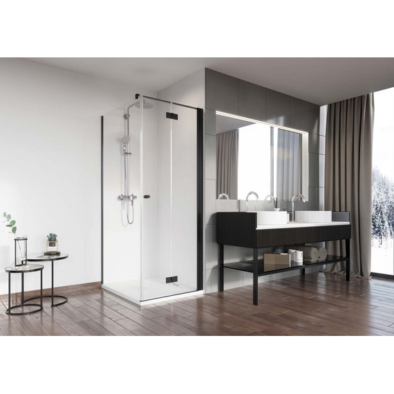 Душевое ограждение Radaway Nes 8 Black KDJ B + S 100х100 см R (стекло 8 мм), черный/прозрачное фото 2