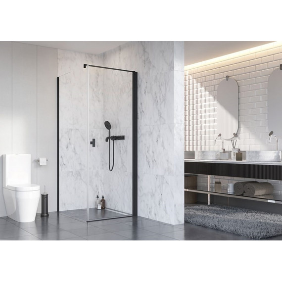 Душевое ограждение Radaway Nes 8 Black KDJ I + S1 80х80 см R (стекло 8 мм), черный/прозрачное фото 2