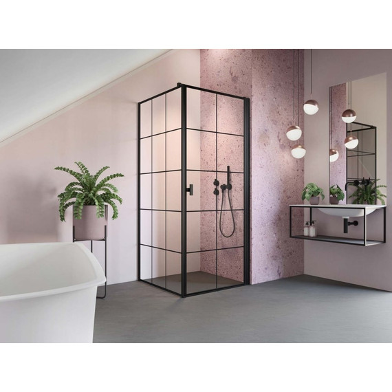 Душевое ограждение Radaway Nes 8 Black KDJ I Factory + S1 100х100 см R (стекло 8 мм), черный/прозрачное фото 2