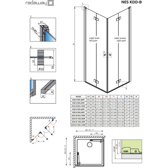 Душевое ограждение Radaway Nes Black KDD B 90х90 см, черный/прозрачное фото 7
