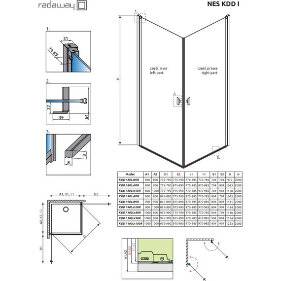 Душевое ограждение Radaway Nes Black KDD I 80х80 см, черный/прозрачное фото 6