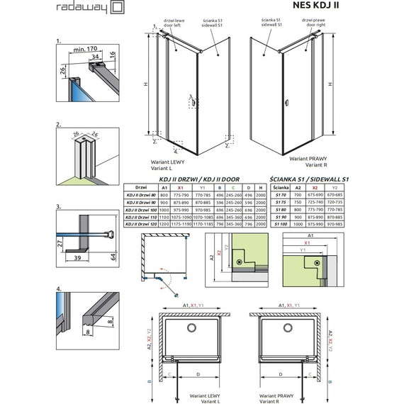 Душевое ограждение Radaway Nes Black KDJ II + S1 120х100 см L, черный/прозрачное фото 7