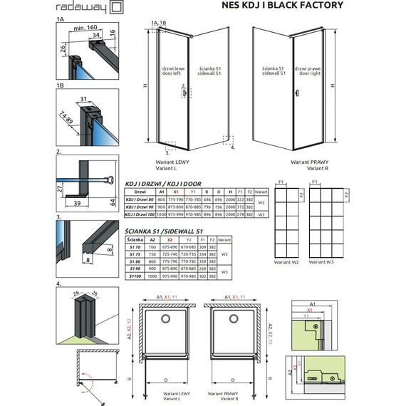 Душевое ограждение Radaway Nes Black KDJ I Factory + S1 100х75 см L, черный/прозрачное - 6 Душевое ограждение Radaway Nes Black KDJ I Factory + S1 100х75 см L, черный/прозрачное фото 6