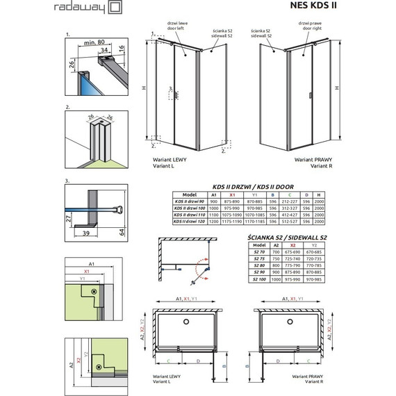 Душевое ограждение Radaway Nes Black KDS II + S2 100х100 см R, черный/прозрачное фото 7